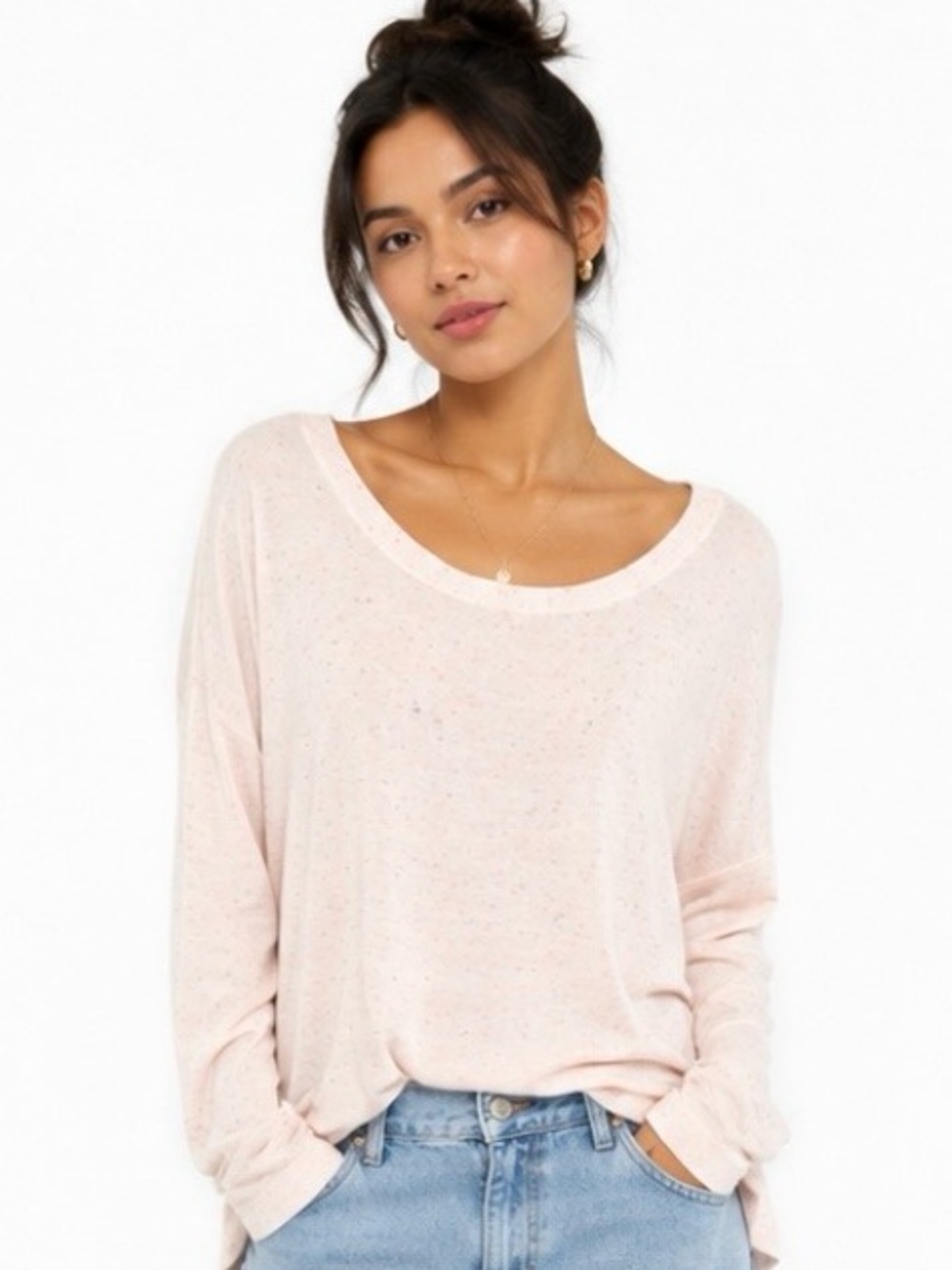 H&M IVORY FLECKED OPEN BACK SWEATER KNIT TOP 12